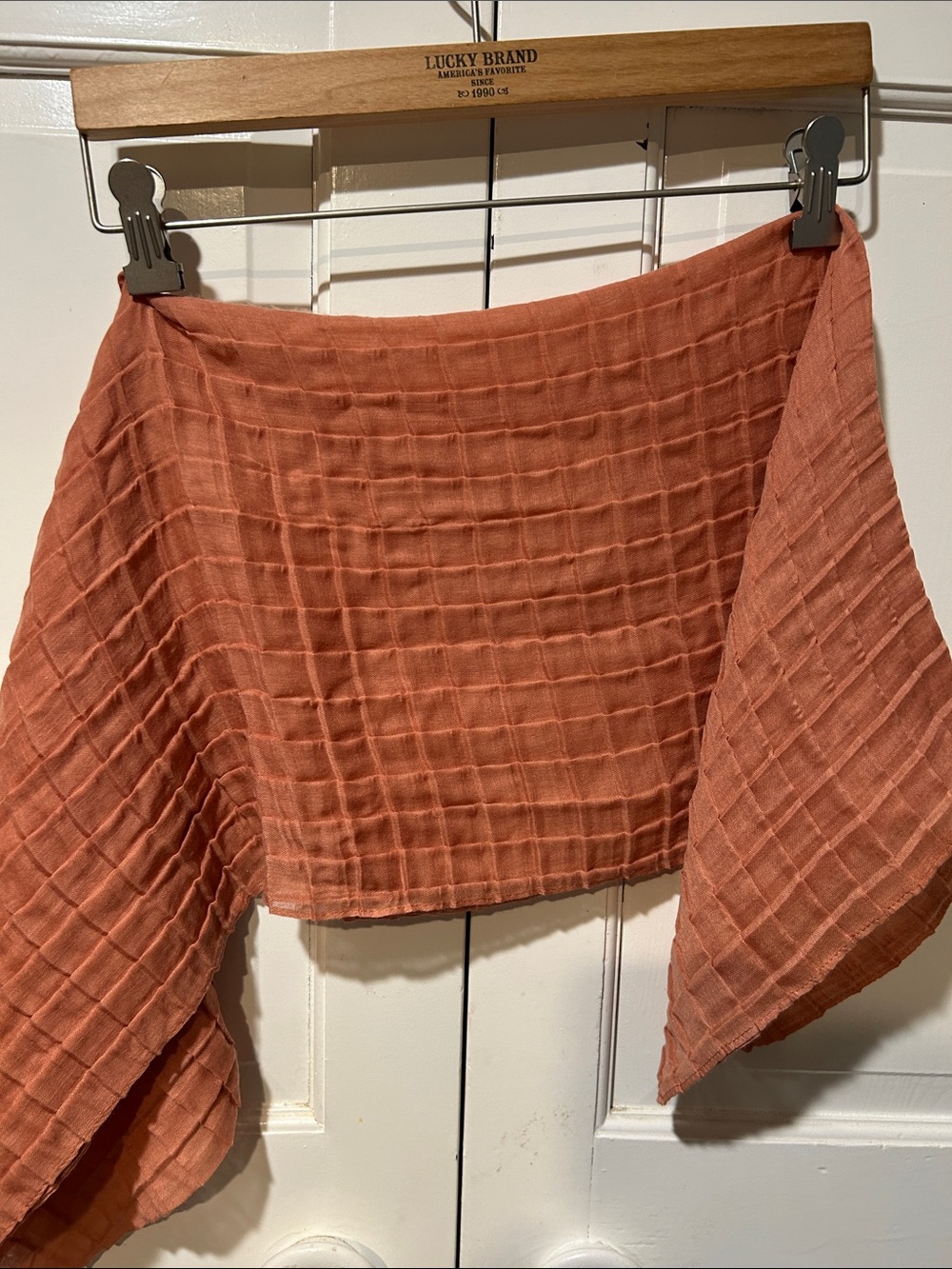Tahari Rust Orange Textured Wrap Scarf
